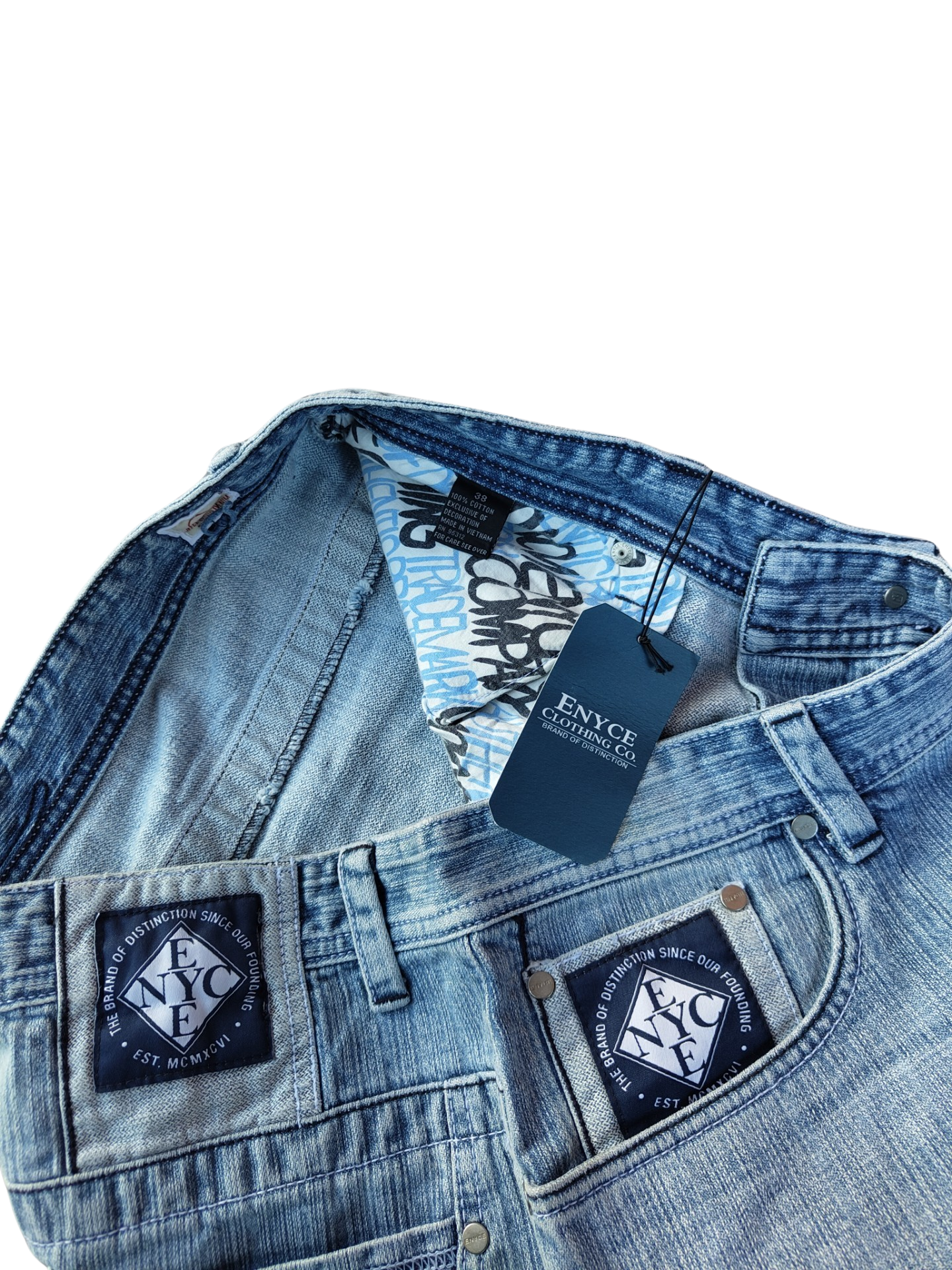 Enyce jeans split logo light blue